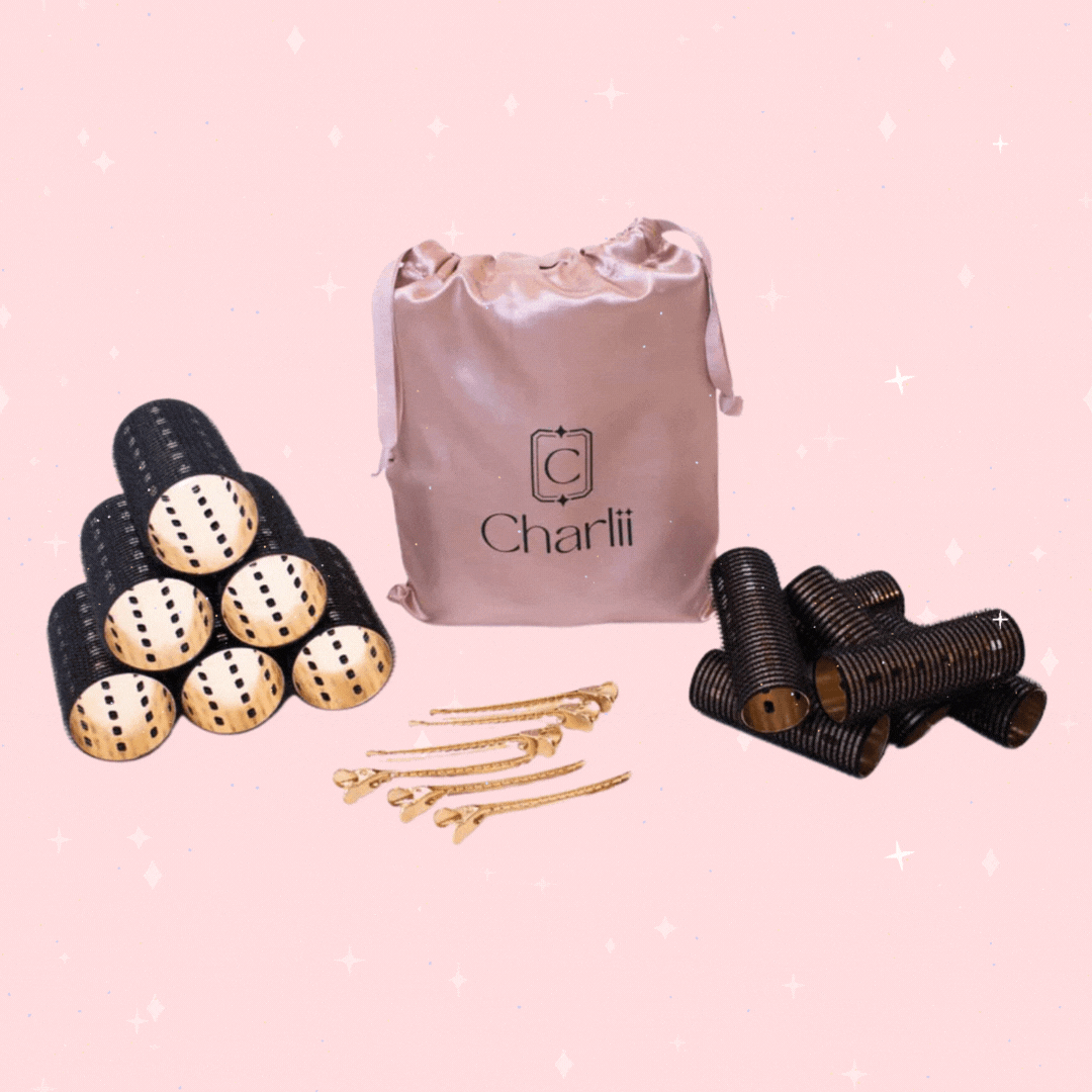 Charlii The Marilyn Set - Xtra Wide Quick Grip Rollers Black & Gold