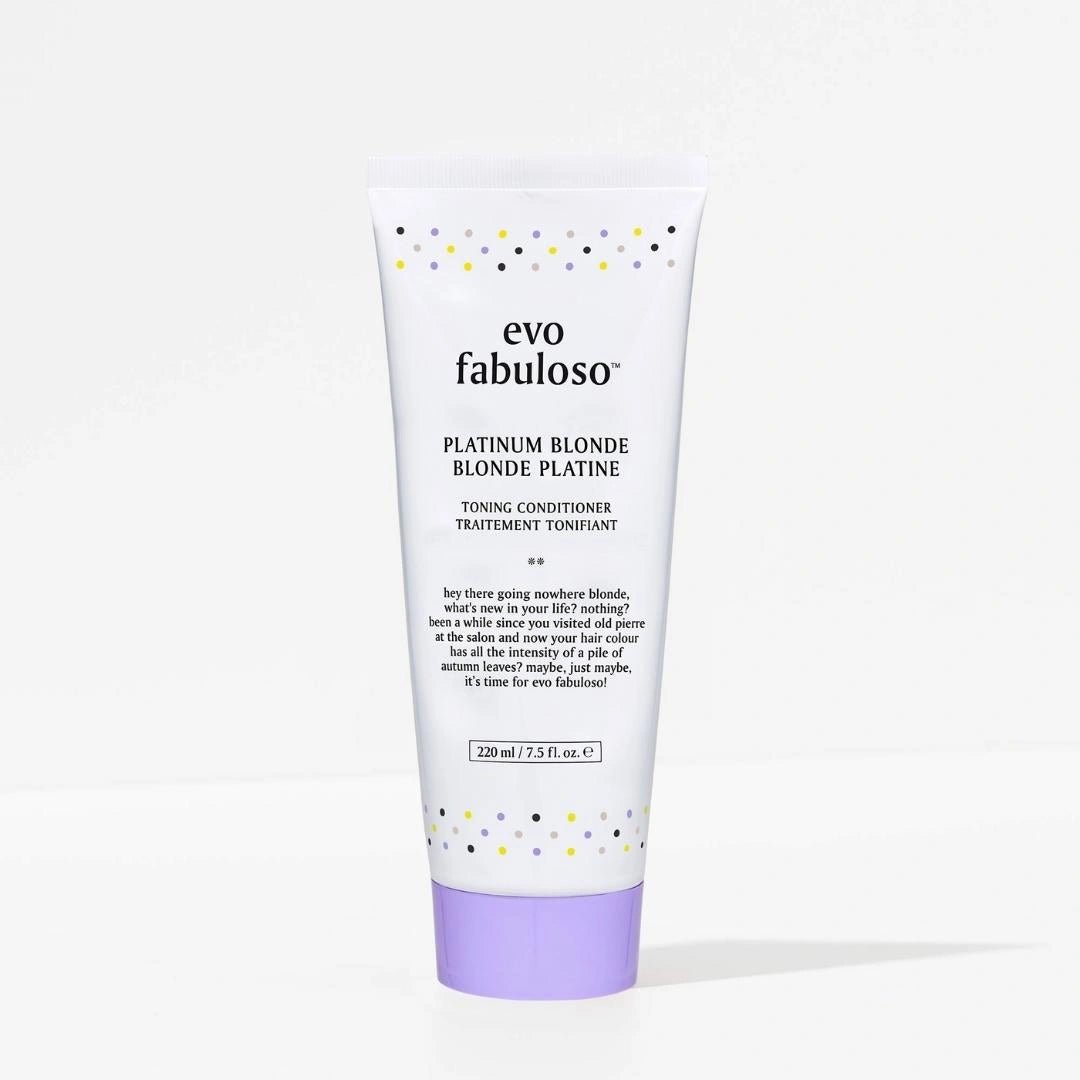 EVO fabuloso platinum blonde toning conditioner 220ml (ex platinum blonde colour boosting treatment 220ml) - shelley and co