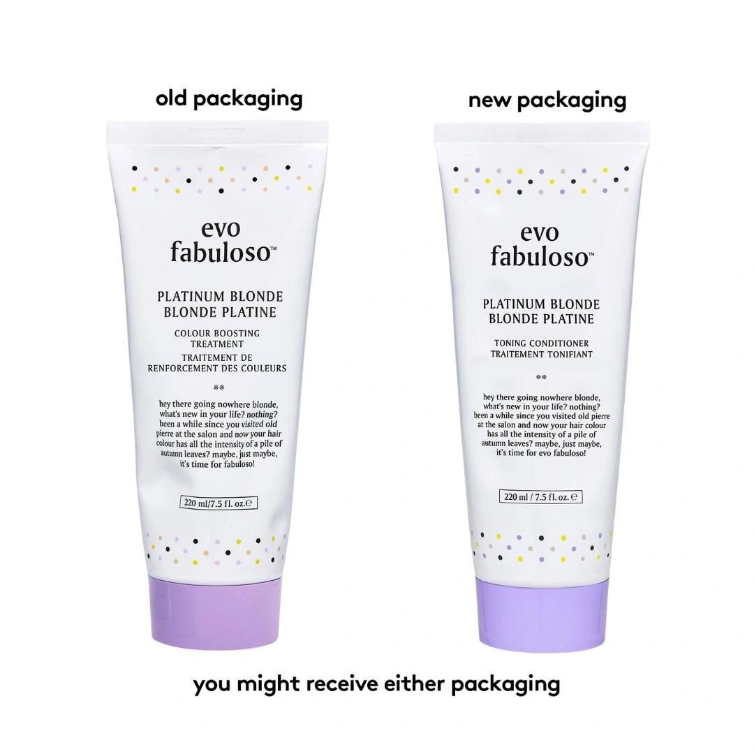EVO fabuloso platinum blonde toning conditioner 220ml (ex platinum blonde colour boosting treatment 220ml) - shelley and co