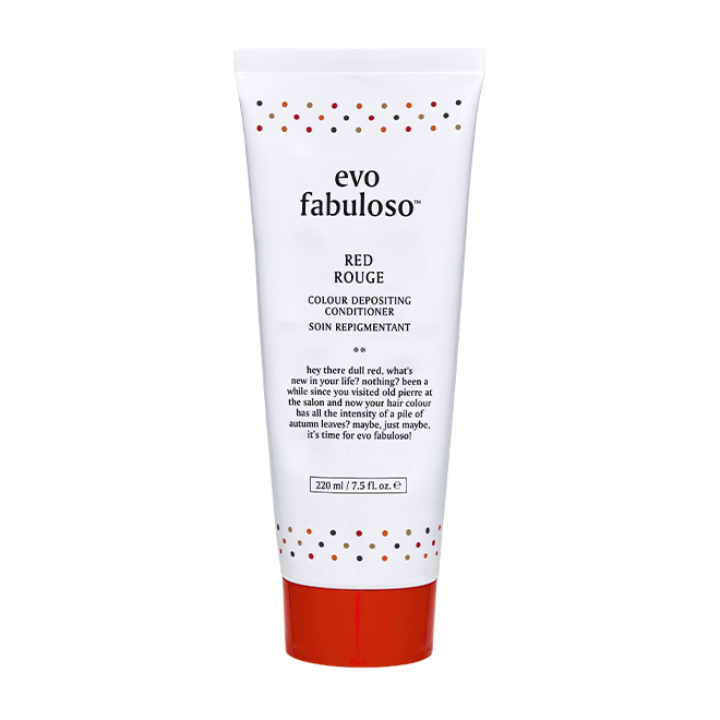 EVO fabuloso red colour depositing conditioner 220ml (ex purple red colour boosting treatment 220ml) - shelley and co