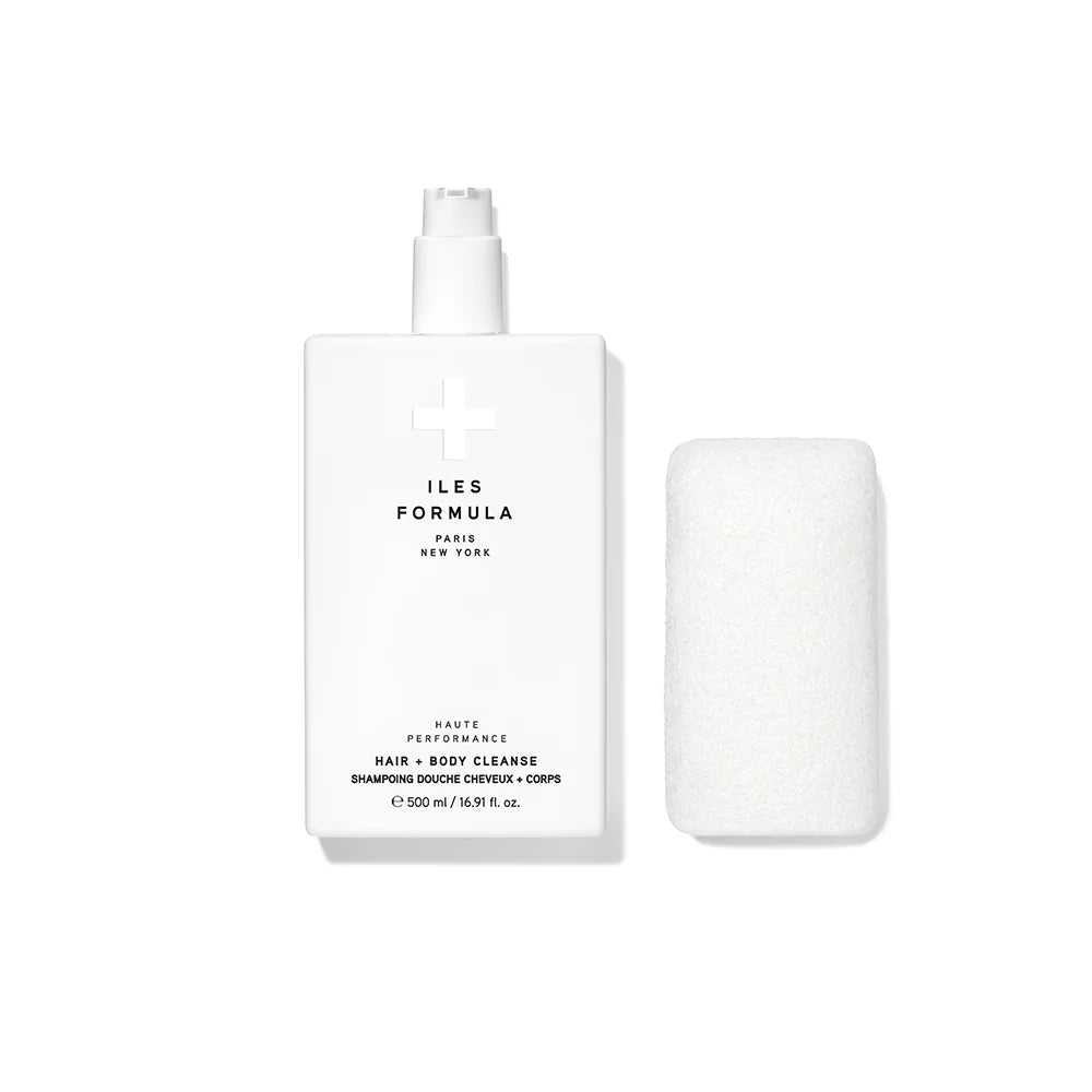 Iles Formula Hair + Body Cleanse with Body Sponge 500ml - shelley and co