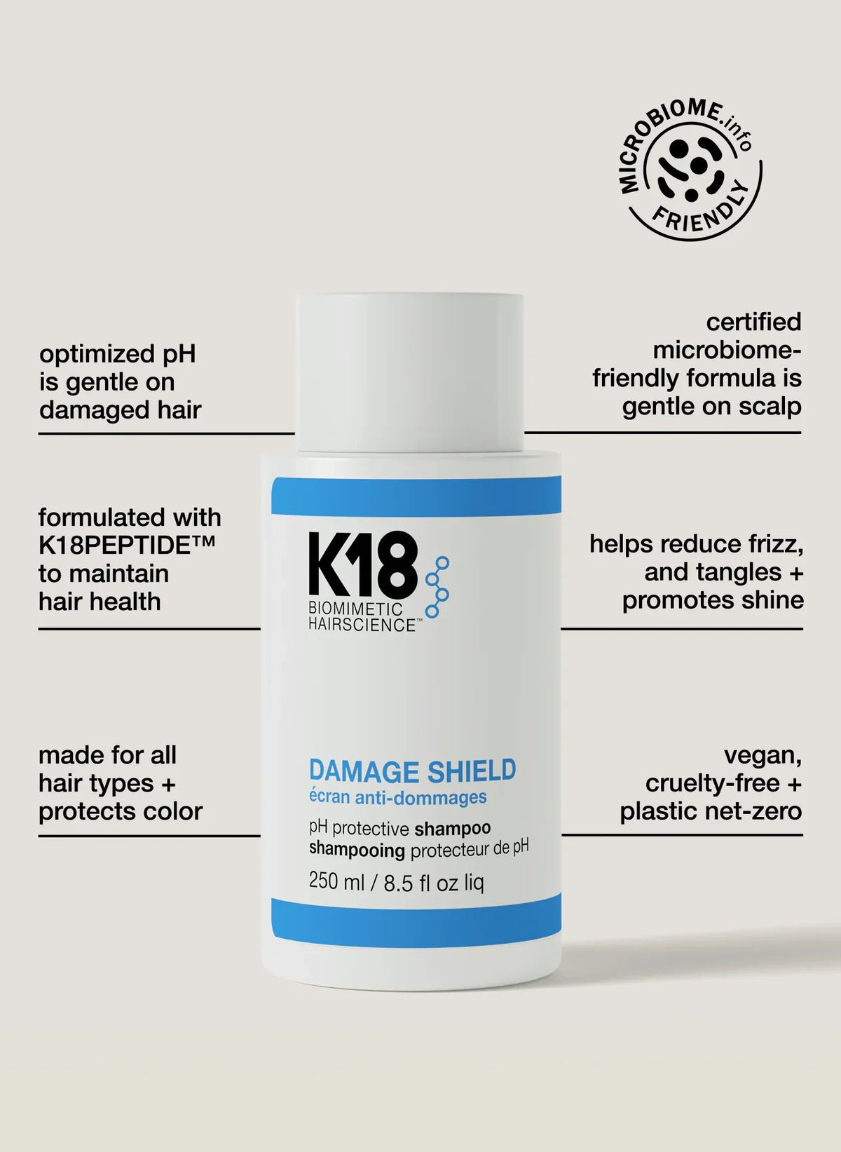 K18 DAMAGE SHIELD pH protective shampoo 250ml - shelley and co