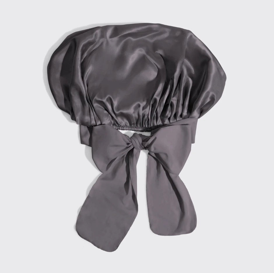Kitsch Adjustable Oversized Satin Bonnet - Charcoal - shelley and co
