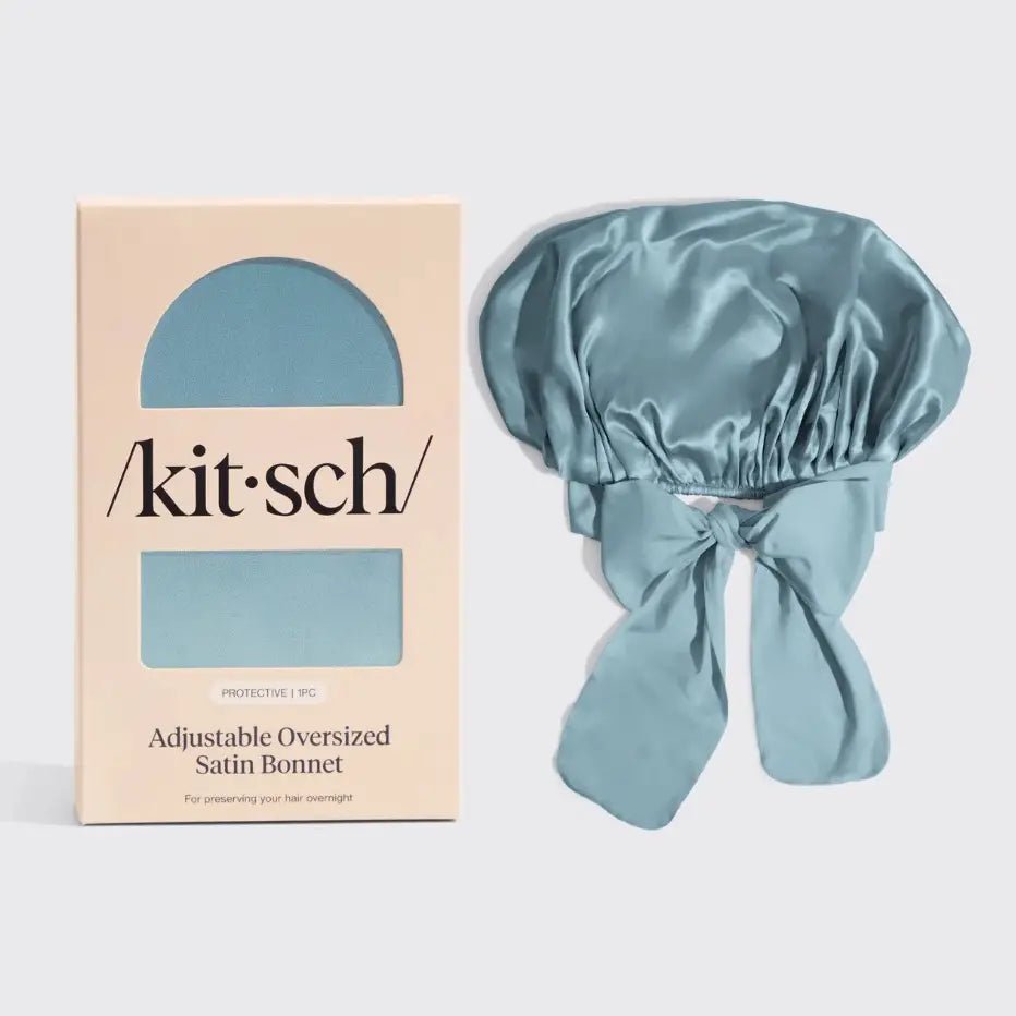 Kitsch Adjustable Oversized Satin Bonnet - Haze Blue - shelley and co