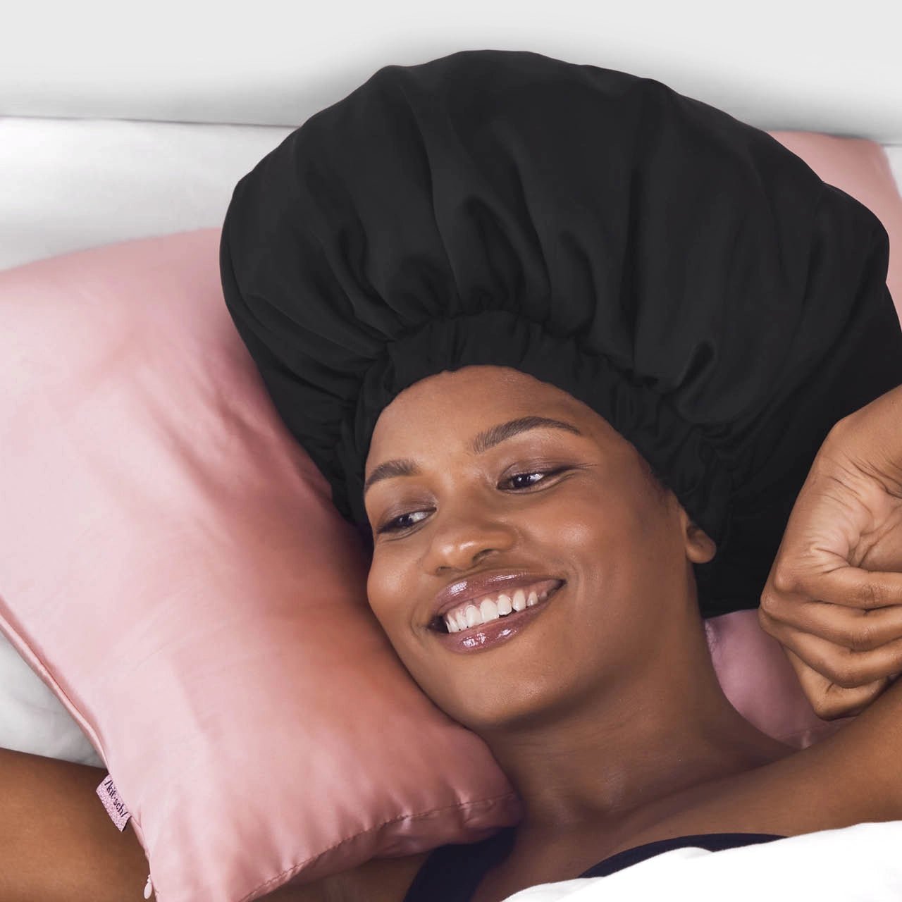 Kitsch Adjustable XL Satin Bonnet - Black - shelley and co
