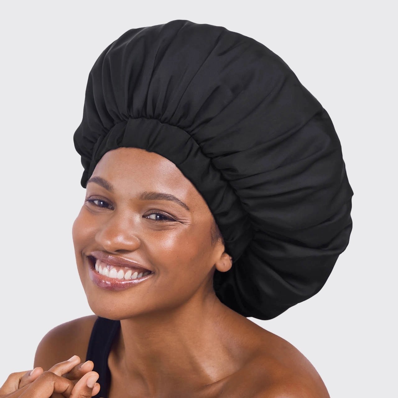Kitsch Adjustable XL Satin Bonnet - Black - shelley and co