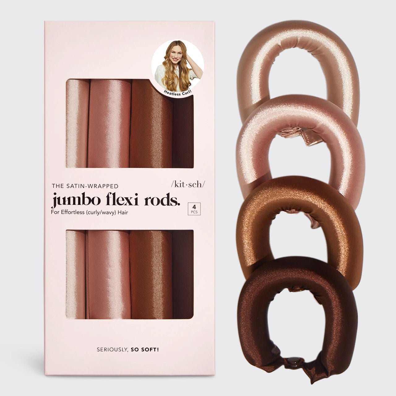 Kitsch Satin Jumbo Flexi Rods 4pc - Rosewood - shelley and co