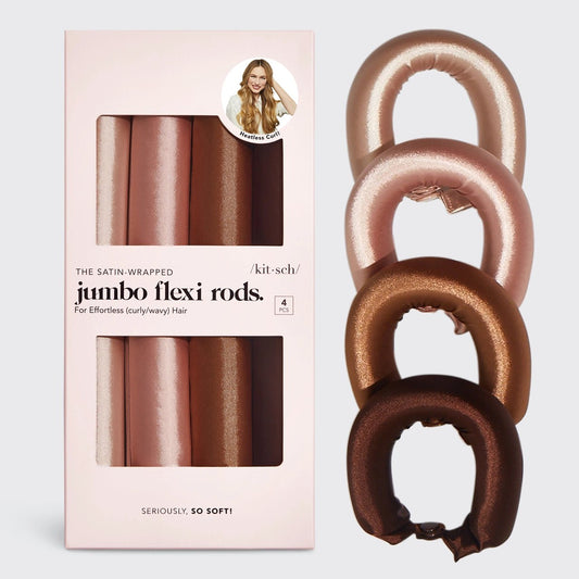 Kitsch Satin Jumbo Flexi Rods 4pc - Rosewood - shelley and co