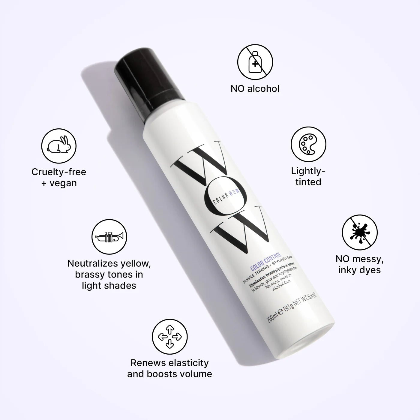 Color WOW Color Control Purple Toning + Styling Foam 200ml - shelley and co