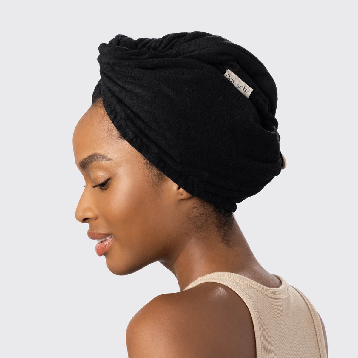 Kitsch Bamboo Microfiber Hair Towel Turban - Black