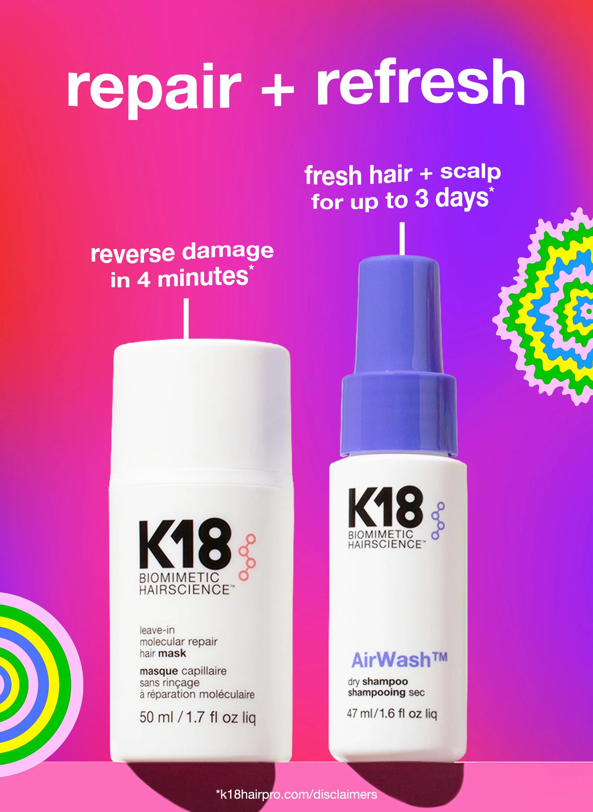 K18 Repair + Refresh Holiday Duo Kit