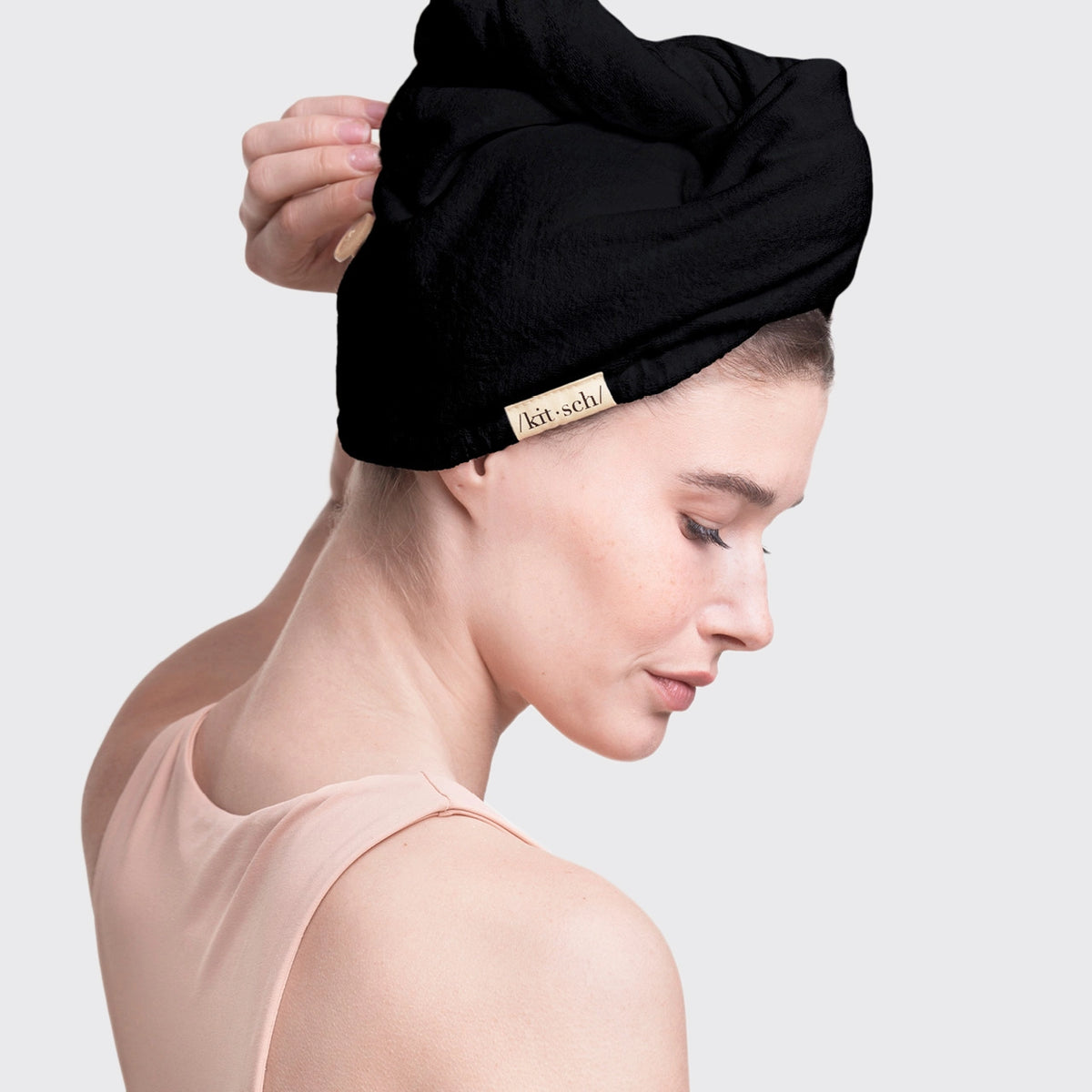 Kitsch Bamboo Microfiber Hair Towel Turban - Black