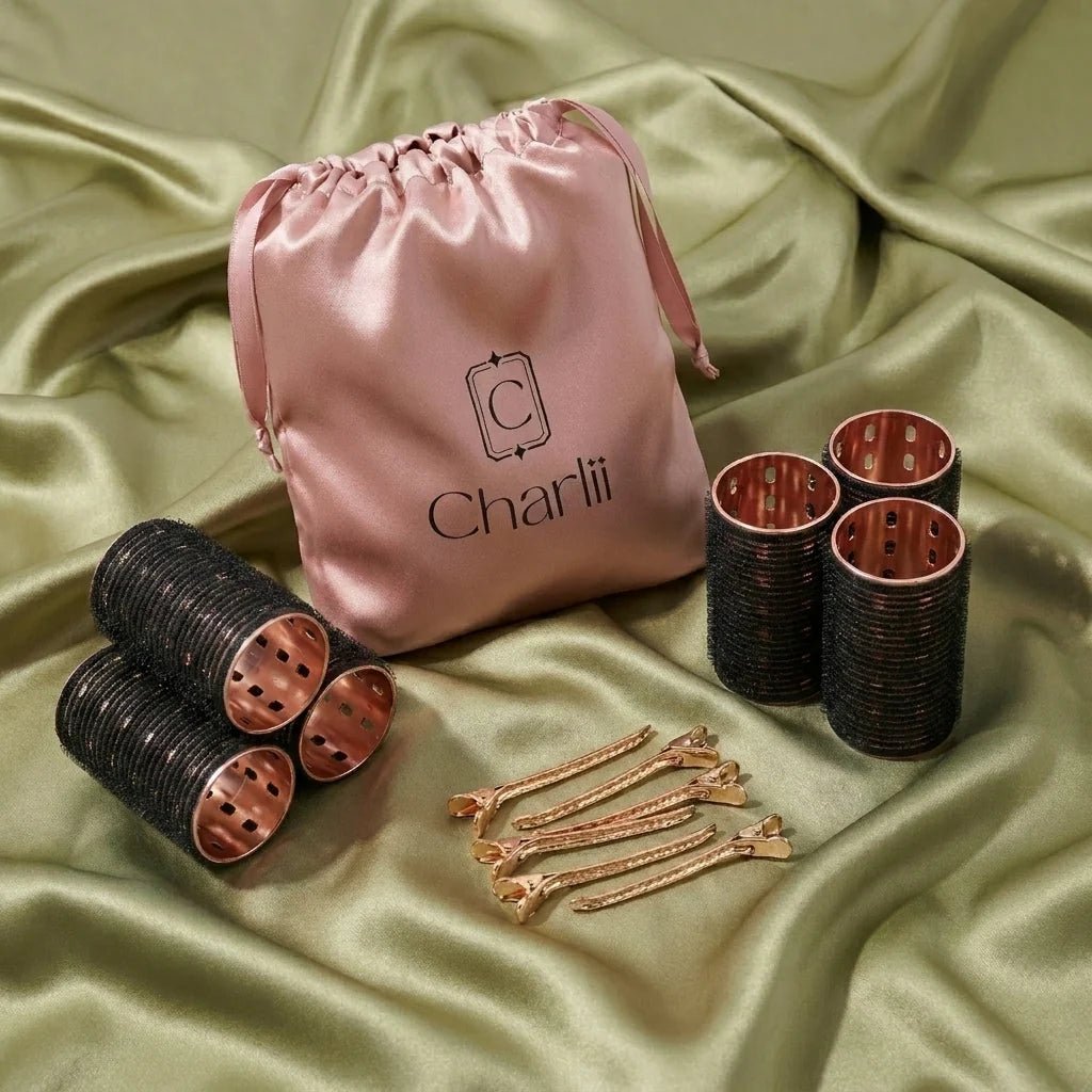 Charlii The Dolly Set - Xtra Wide Quick Grip Rollers Black & Gold - Shelley and Co
