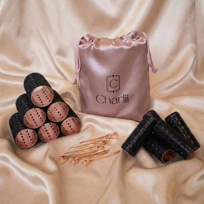 Charlii The Marilyn Set - Xtra Wide Quick Grip Rollers Black & Gold - Shelley and Co