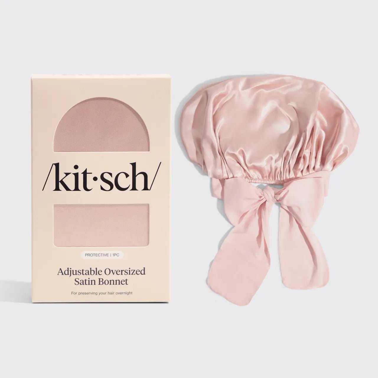 Kitsch Adjustable Oversized Satin Bonnet - Blush - shelley and co