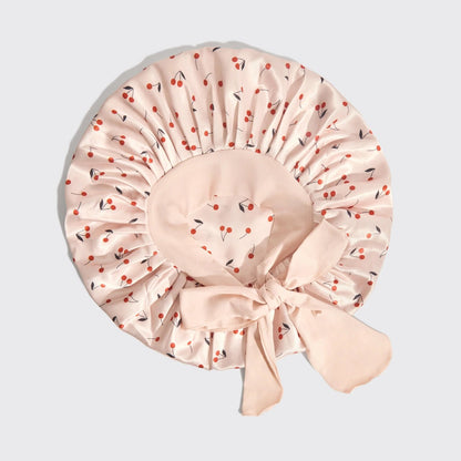 Kitsch Adjustable Oversized Satin Bonnet - Cherry Print - Shelley and Co