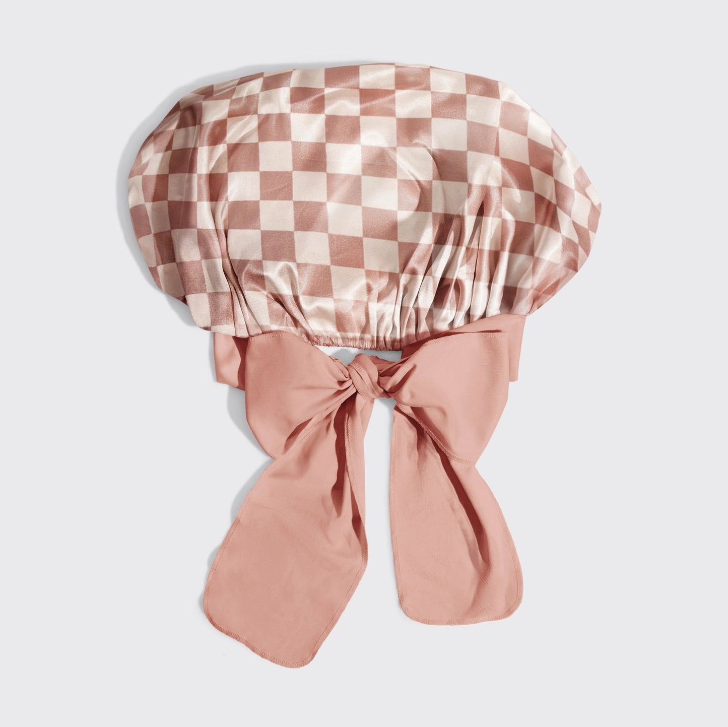 Kitsch Adjustable Oversized Satin Bonnet - Terracotta Checker - Shelley and Co