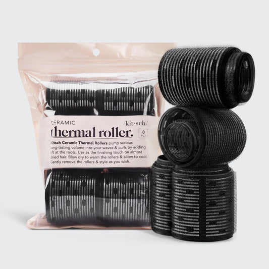 Kitsch Ceramic Thermal Rollers 8pc Set - Black - Shelley and Co