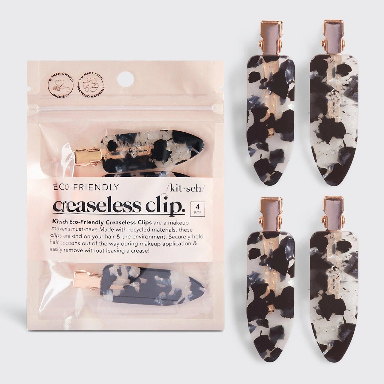 Kitsch Eco - Friendly Creaseless Clips 4pc Set - Black Terrazzo - Shelley and Co