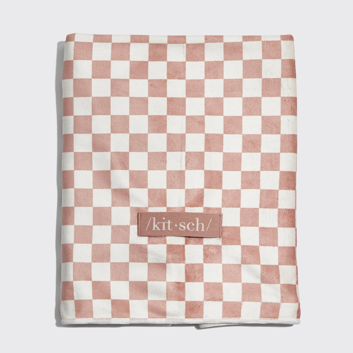 Kitsch Extra Large Quick - Dry Hair Towel Wrap - Terracotta Checker - Shelley and Co
