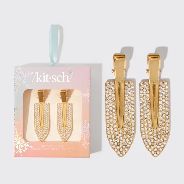 Kitsch Holiday Gift of Glam Creaseless Clips 2pc Set - Rhinestone - Shelley and Co