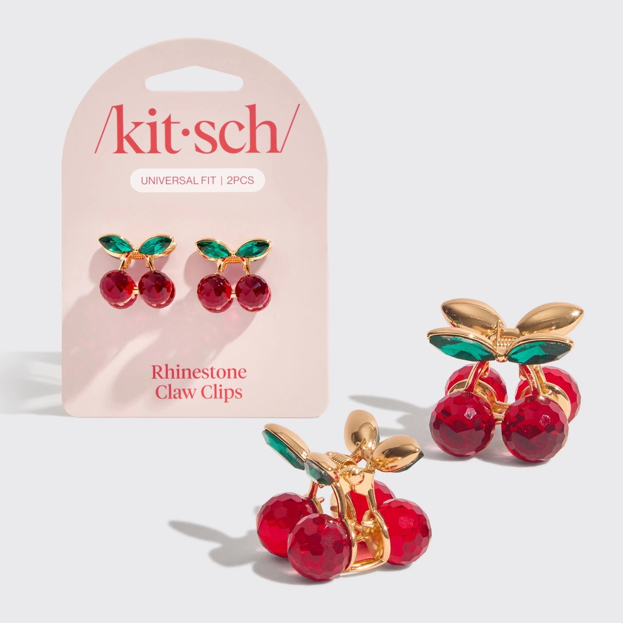 Kitsch Mini Rhinestone Claw Clips 2pc Set - Cherry - shelley and co