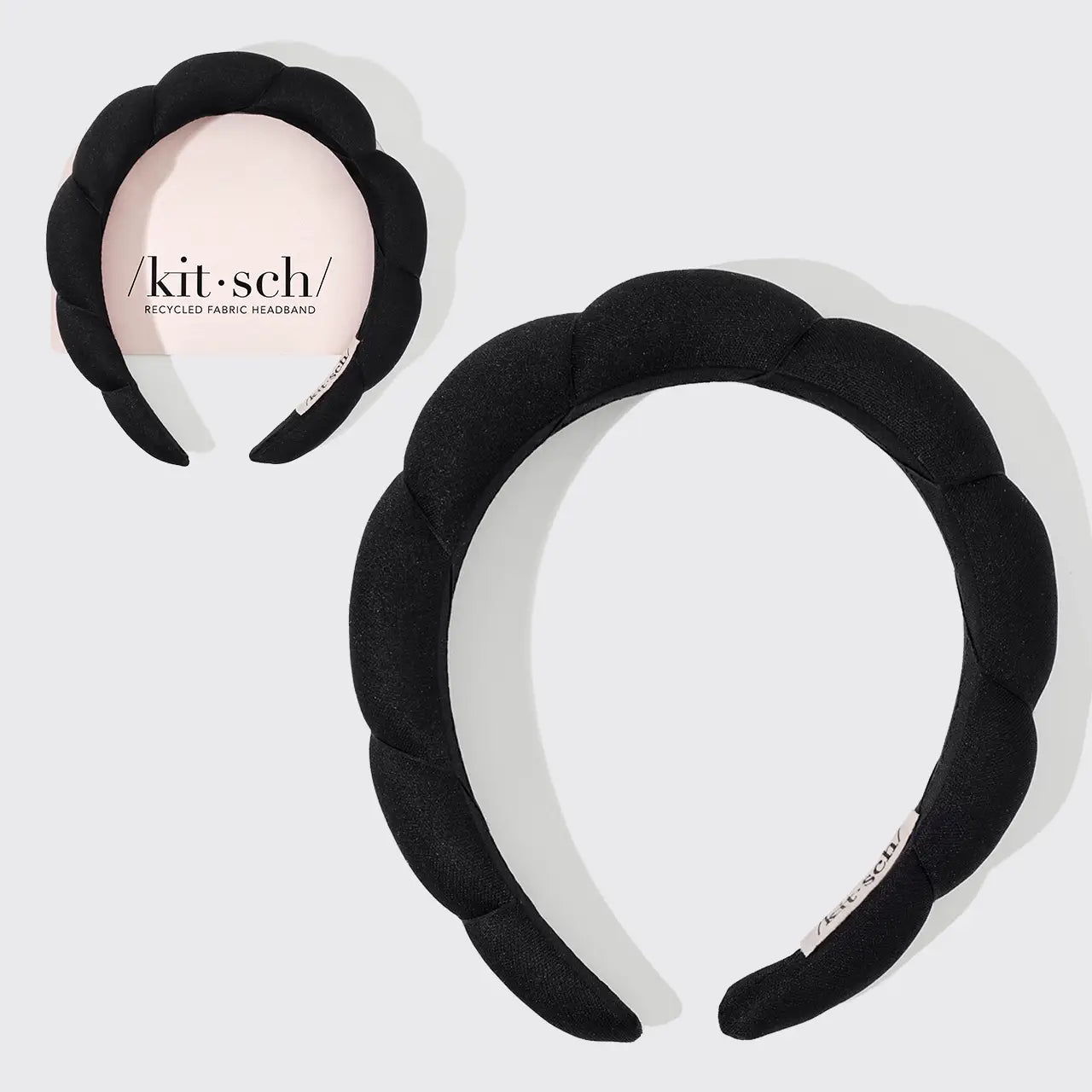 Kitsch Recycled Fabric Puffy Headband 1pc - Black - shelley and co
