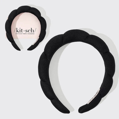 Kitsch Recycled Fabric Puffy Headband 1pc - Black - shelley and co