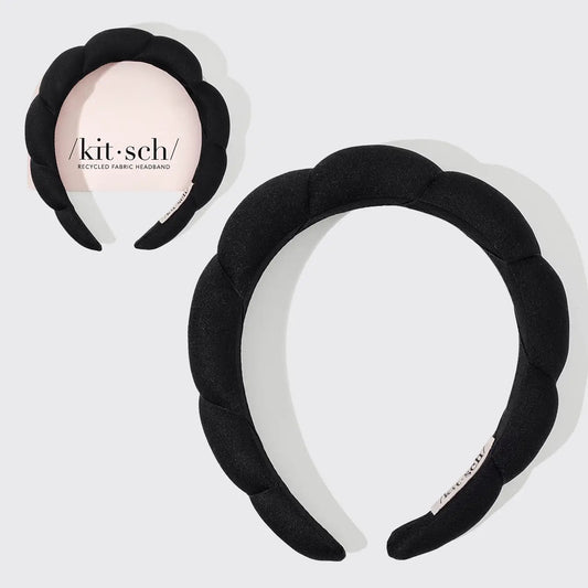 Kitsch Recycled Fabric Puffy Headband 1pc - Black - shelley and co