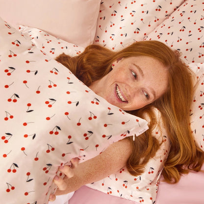 Kitsch Satin Pillowcase - Cherry Print - shelley and co