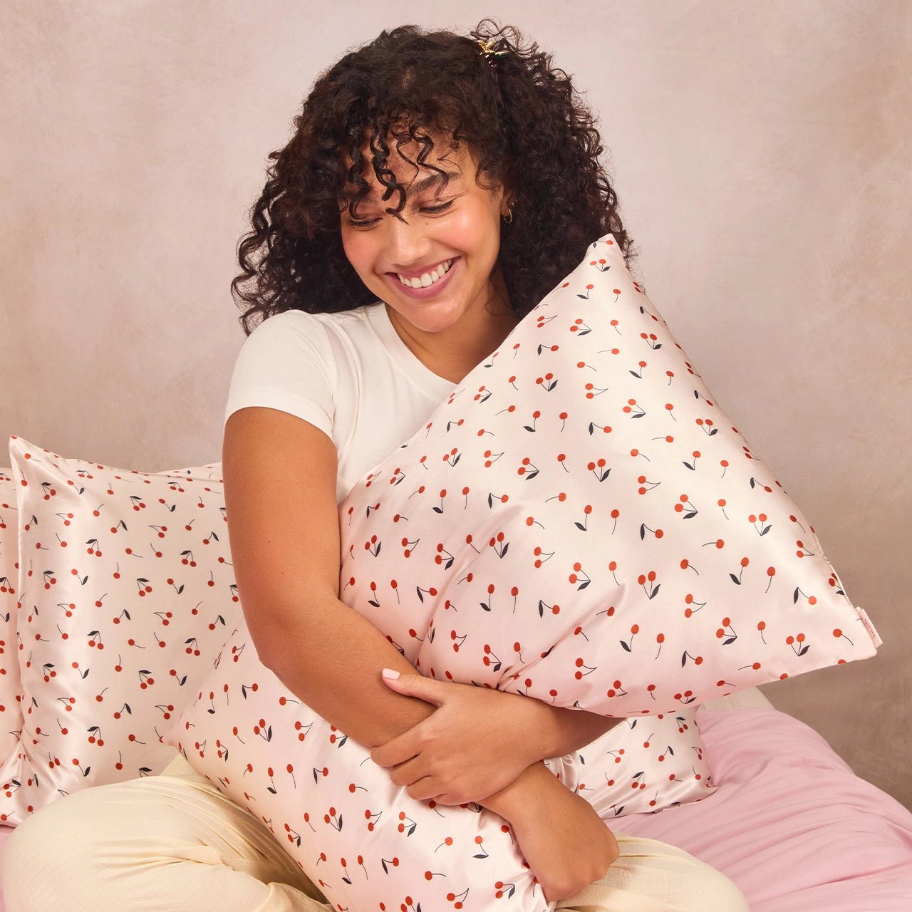 Kitsch Satin Pillowcase - Cherry Print - shelley and co