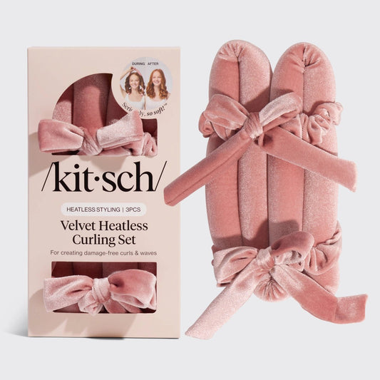 Kitsch Velvet Heatless Curling Set - Terracotta - Shelley and Co