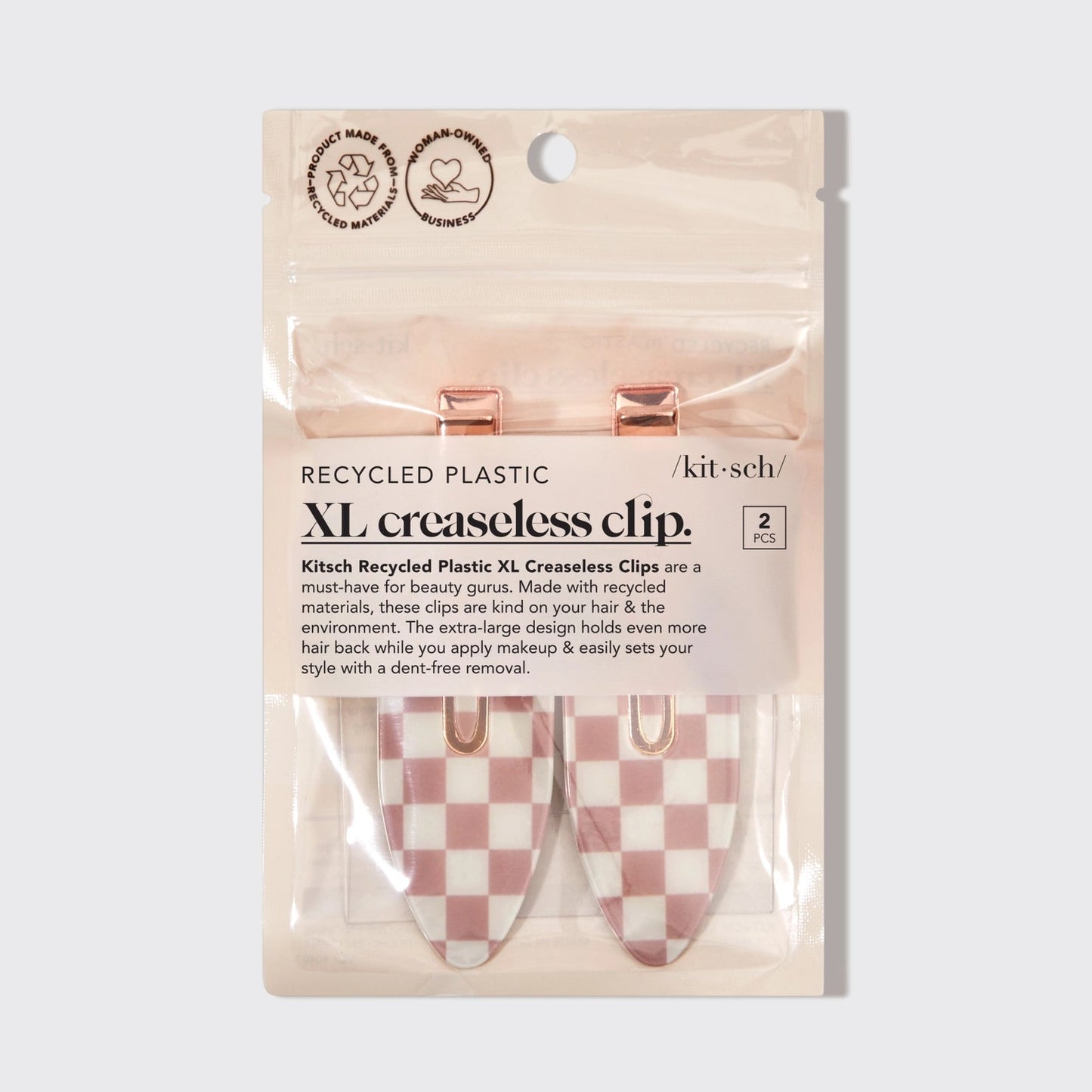 Kitsch XL Creaseless Clips 2pc Set - Terracotta Checker - shelley and co