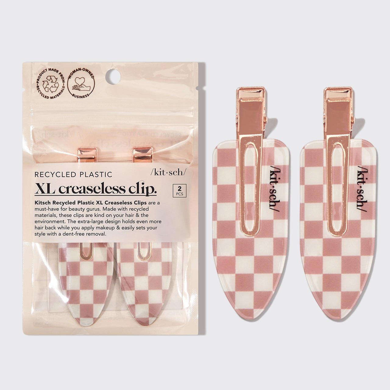 Kitsch XL Creaseless Clips 2pc Set - Terracotta Checker - shelley and co