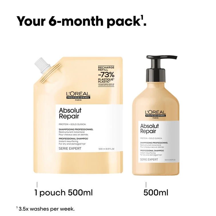 L'Oréal Professionnel Absolut Repair Shampoo Refill Pouch 500ml - Shelley and Co